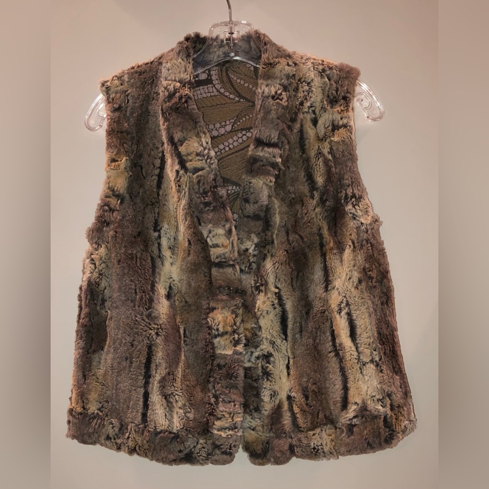 Custo Barcelona Reversible Faux Fur Vest in Brown and Tan